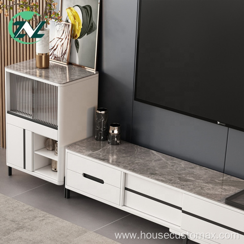 Adjustable TV Console With Drawers Living Room Cabinet